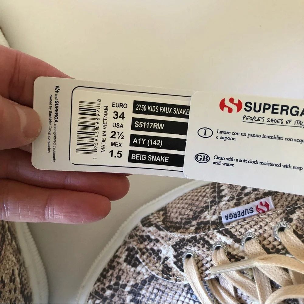 SUPERGA Kids Faux Beige Snake Sneakers NWT